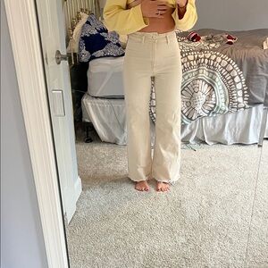 Size 4 Cream Women's wide leg Zara Jeans
